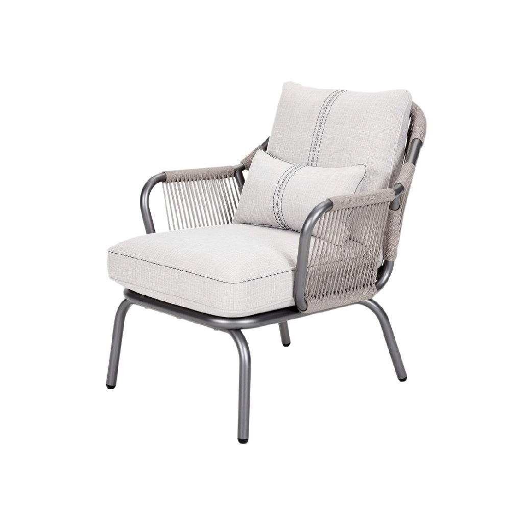 Contemporary Indoor/Outdoor Armchair with Steel Frame and Cozy Cushions